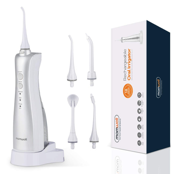 3 Modes Water Dental Flosser Rechargable Portable Oral Irrigator with 5 Jet Tips Via Amazon