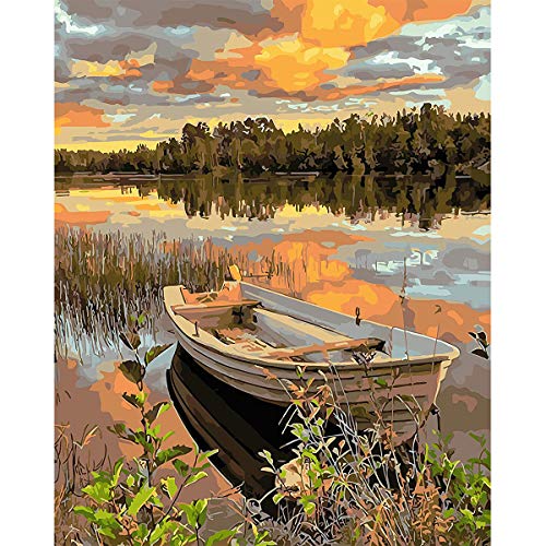 Paint By Number Painting Kit, Lakeside Boat Via Amazon
