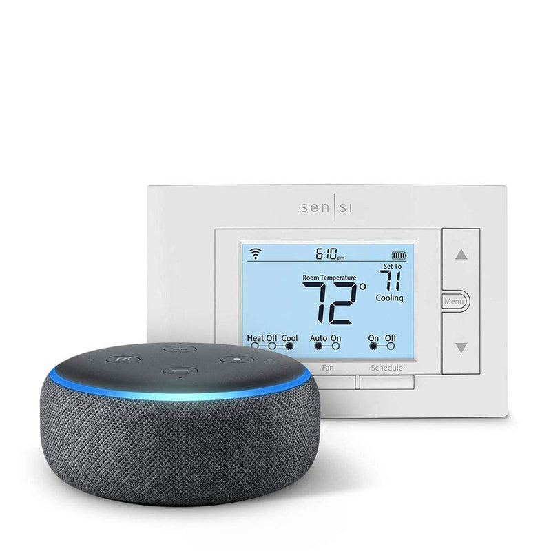 Emerson Sensi Wi-Fi Smart Thermostat for Smart Home, DIY Version with Echo Dot (3rd Gen) Charcoal Via Amazon