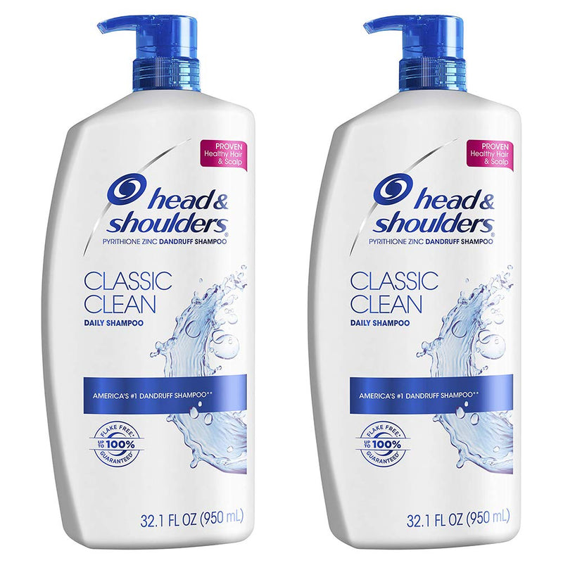 Head and Shoulders Shampoo, Anti Dandruff Treatment, Classic Clean, 32.1 fl oz, Twin Pack Via Amazon