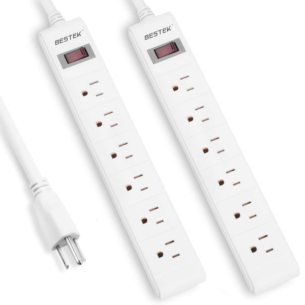 6 Outlet Power Strip Surge Protector, 2 Pack Via Amazon