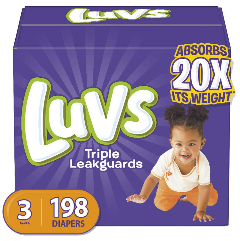 Diapers Size 3, 198 Count - Luvs Ultra Leakguards Disposable Baby Diapers Via Amazon