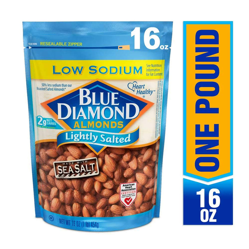 Blue Diamond Almonds, Low Sodium Lightly Salted, 16 Ounce Via Amazon