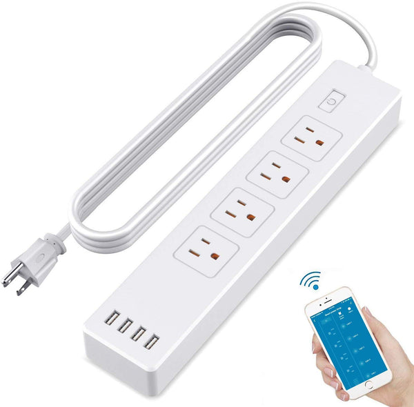 WiFi Smart Power Strip Surge Protector Extension with 4 Individual Control Smart Plugs Via Amazon