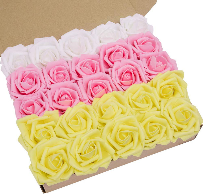 25 Pcs Artificial Flowers Roses Via Amazon