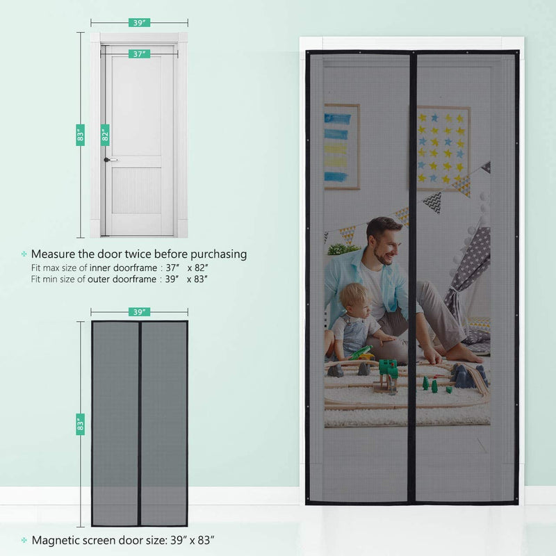 Magnetic Screen Door with Durable Fiberglass Mesh Curtain Via Amazon