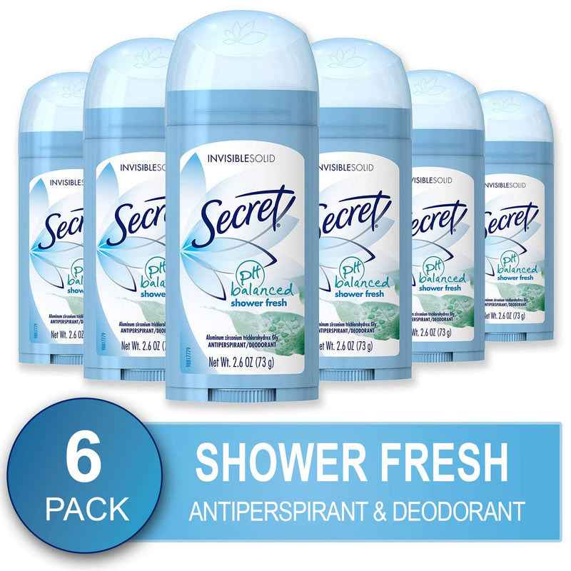 Pack of 6 Secret Antiperspirant Deodorant for Women, Shower Fresh Scent Via Amazon