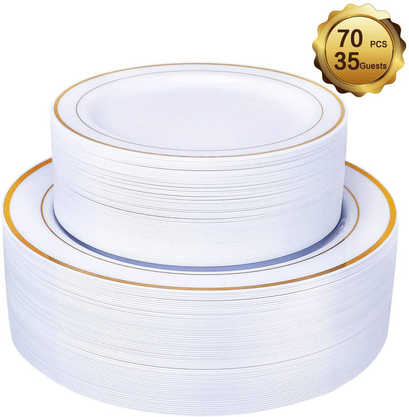 70 Piece MCIRCO Plastic Party Plates Via Amazon