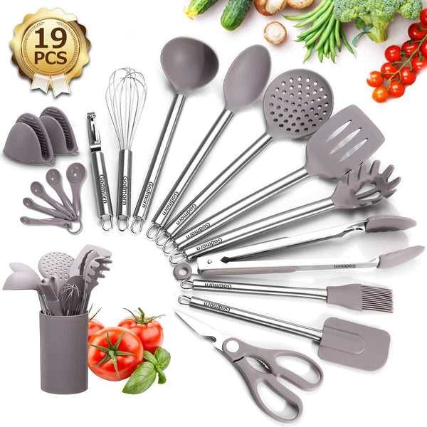 19 Pcs Silicone Utensils Set with Holder Via Amazon