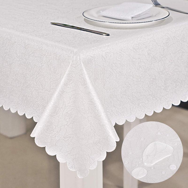 White Tablecloth, Stain Resistant Waterproof Via Amazon