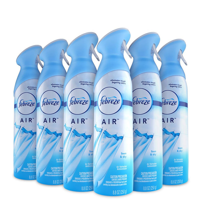 Febreze Air Freshener and Odor Spray, Linen & Sky Scent, 8.8 Oz, 6 Pack Via Amazon