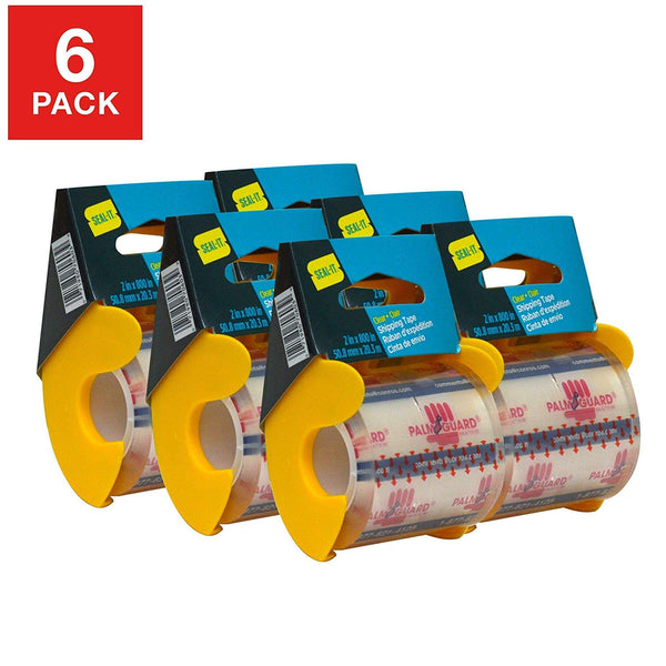 Seal-It Super Clear Shipping Tape on PalmGuard Dispenser , Pack of 6, Via Amazon