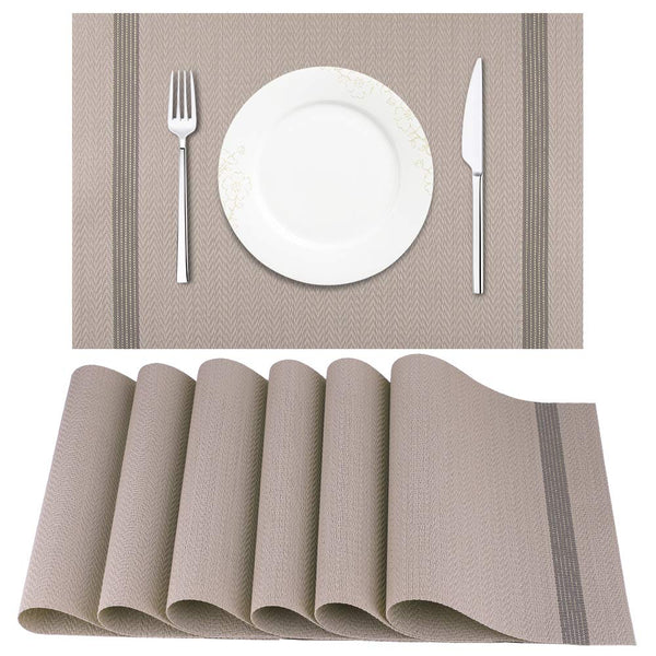 6 Crossweave Woven Vinyl Non-Slip Insulation Placemat, Spill proof (More Colors) Via Amazon