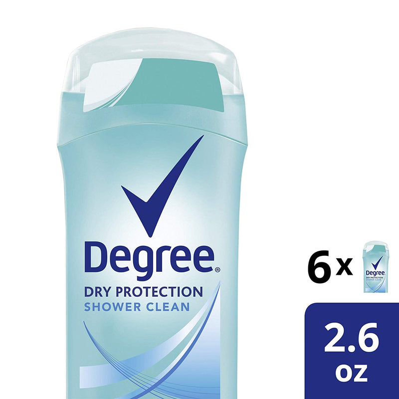 Degree Dry Protection Antiperspirant Deodorant Shower Clean Invisible Solid, 2.6 Ounce (Pack of 6) Via Amazon