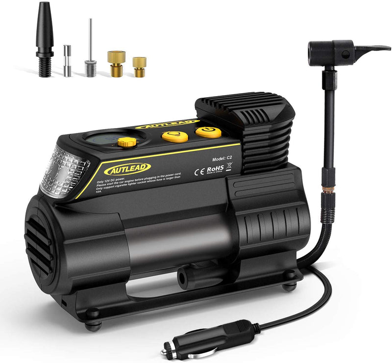 Tire Inflator, 12V Portable Air Compressor  Via Amazon