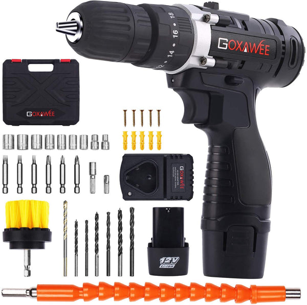 Goxawee 12V Cordless Electric Drill and Accessories Set Via Amazon