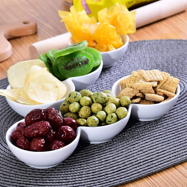 4 Pack - 3-Compartment-Porcelain Appetizer Serving Tray Via Amazon