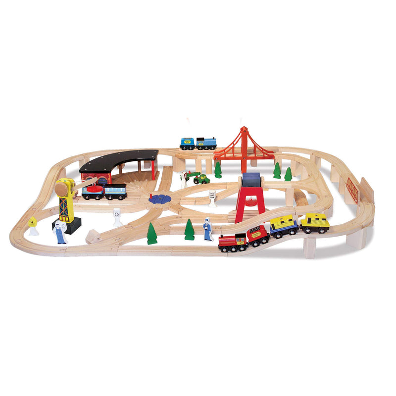 Melissa & Doug Wooden Railway Set (Vehicles, Construction, 130 Pieces) Via Amazon