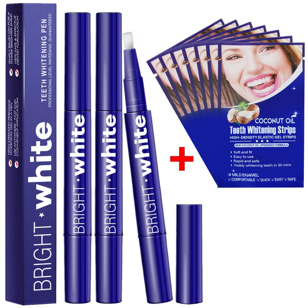 Teeth Whitening Pen(3PCS)/Teeth Whitening Kit Strips(7PCS),Remove Years of Stains Via Amazon