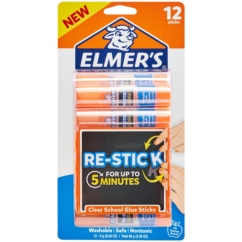 Elmer's Re-Stick School Glue Sticks, 12 Count Via Amazon