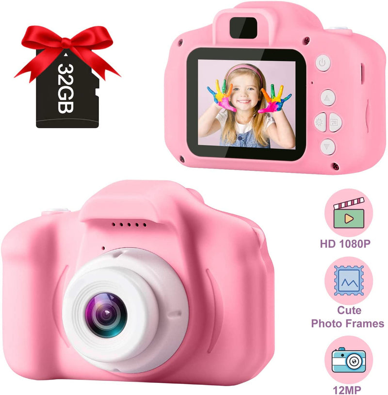 Digital Kids Cameras with 2 Inch IPS Screen Rechargeable Video Camcorder With 32GB Card Via Amazon