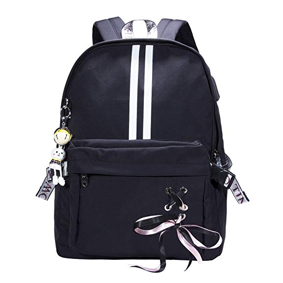 Lightweight School Backpack Water Resistant -Black Via Amazon