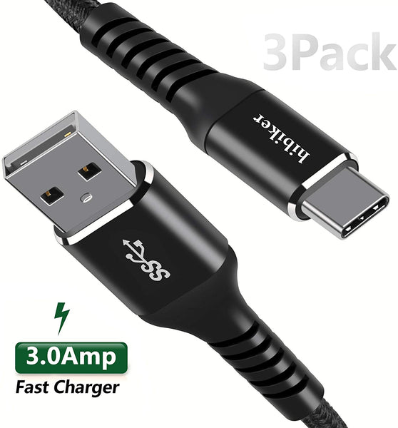 3-Pack Hibiker 6ft USB 3A Type C Charging Cable Via Amazon