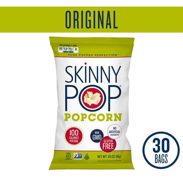 Pack Of 30 SkinnyPop Original Popped Popcorn, Gluten-free Via Amazon