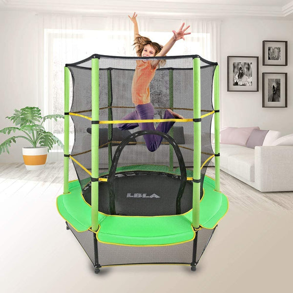 Kids Mini Trampoline 55 Inch with Enclosure Net and Safety Pad Via Amazon