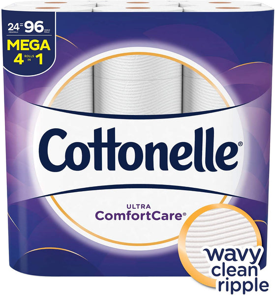 2 Pack Cottonelle Ultra Comfortcare Toilet Paper, 24 Mega Rolls,96 Count