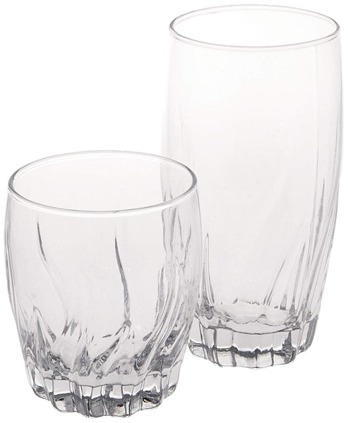 Small and Large Drinking Glasses, 16-Piece Glassware Set  Via Amazon