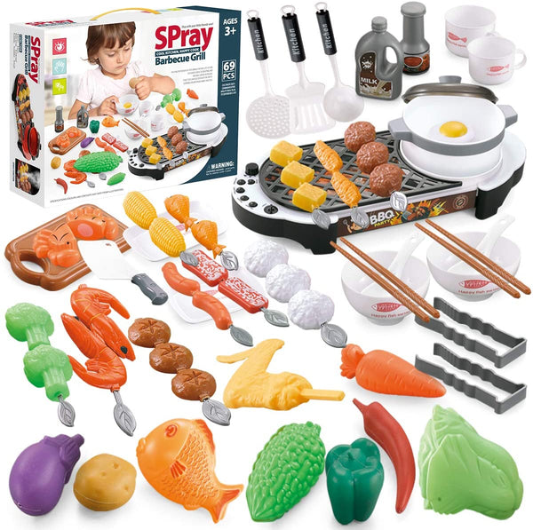 69 Pcs BBQ Toys Kitchen Play Set Via Amazon