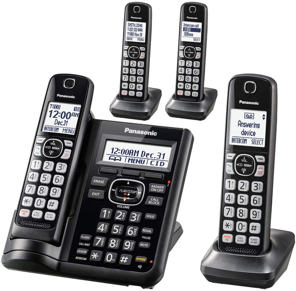 Panasonic Cordless Phone System with Answering Machine, 4 Handsets Via Amazon