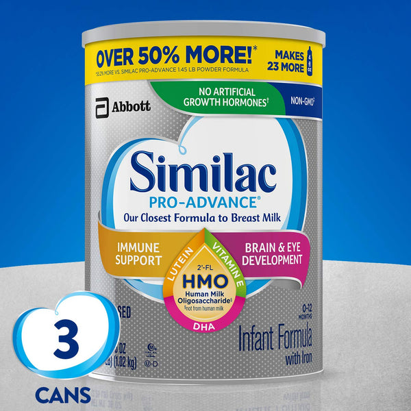 3 Pack Similac Pro-Advance Non-GMO Infant Formula with Iron 36 oz Via Amazon