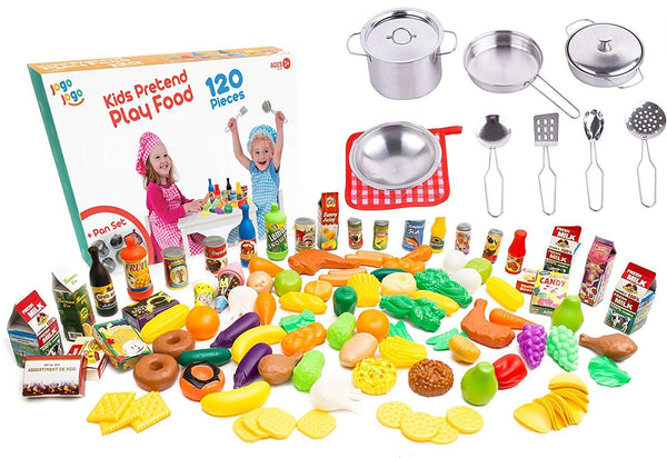 kids play kitchen accessories sets kids pots and pans Via Amazon