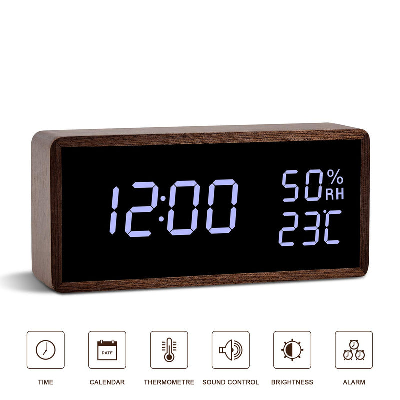 Digital Alarm Clock Includes Thermometer, Calendar, Brightness Setting Via Amazon