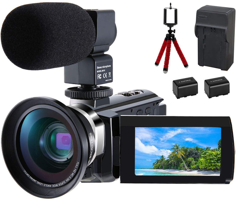 Ultra 4K Video Camera WiFi Camcorder with External Microphone, Wide Angle Lens + Mini Tripod Via Amazon