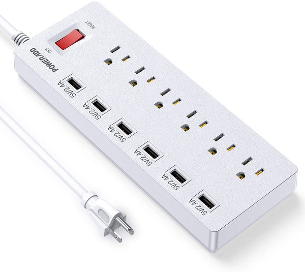 Power Strip Surge Protector 6 Outlets & 6 USB Charging Ports, 6ft Heavy Duty Extension Cord, Via Amazon
