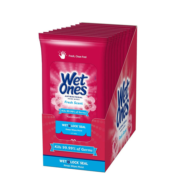 Wet Ones Antibacterial Hand Wipes, Fresh Scent, 20 Count Via Amazon