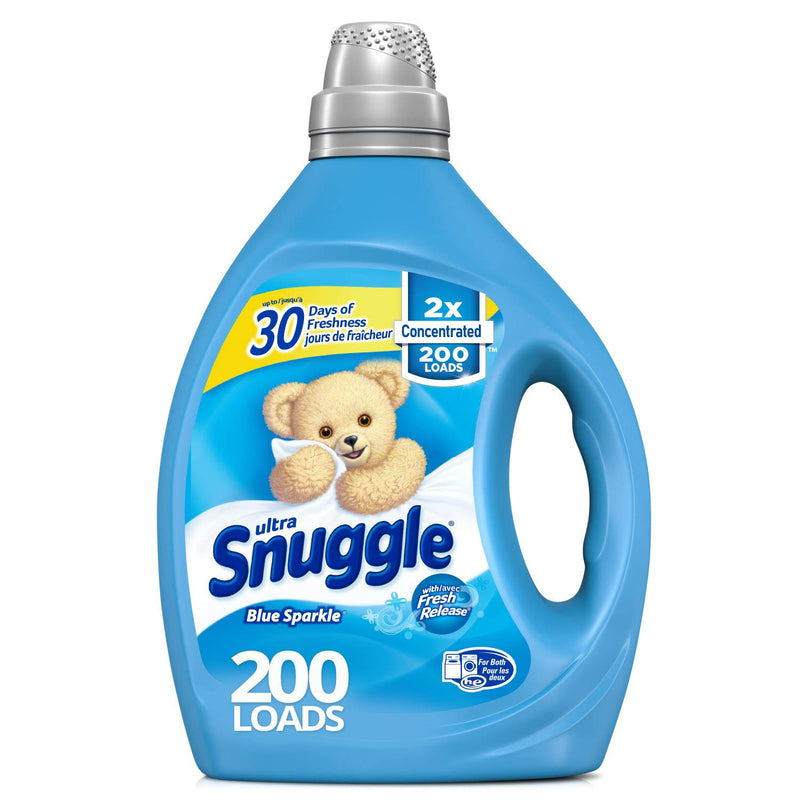 Snuggle Liquid Fabric Softener, 2X Concentrated, Blue Sparkle, 200 Loads, 80 fl. oz. Via Amazon