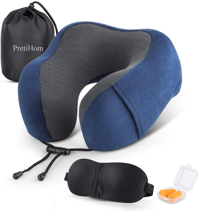 Travel Neck Pillow with 3D Contoured Eye Masks Via Amazon