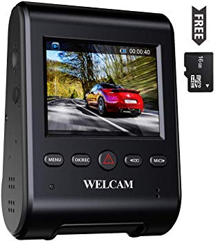 Welcam 2.4" 1080p 170-Degree Wide Angle Dash Cam with G-Sensor Via amazon