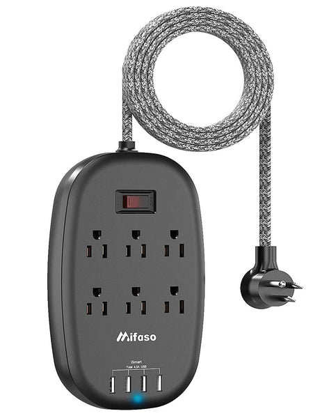 Power Strip, 6 Outlet Power Strips with 4 USB Ports, 5 ft Extension Cord Via Amazon