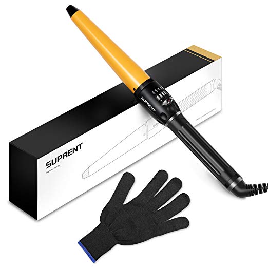 Hair Curling Iron with Digital Display and Heat Resistance Glove Via Amazon