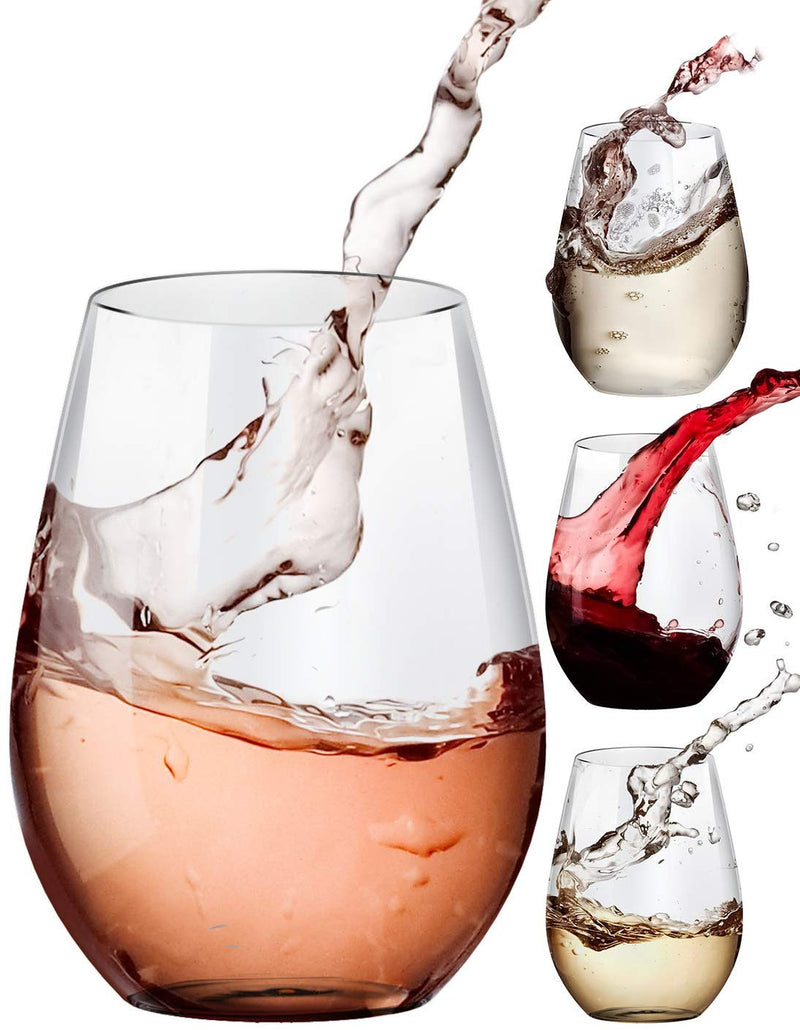 Set of 4 Stemless Wine Glasses Via Amazon