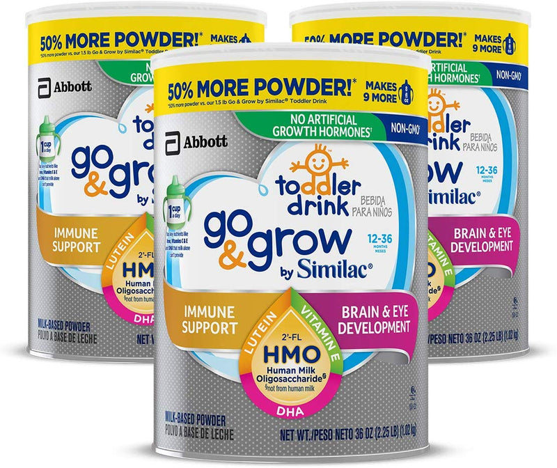 3-Pack Go & Grow by Similac Non-GMO Toddler Milk-Based Drink, 36 oz Via Amazon