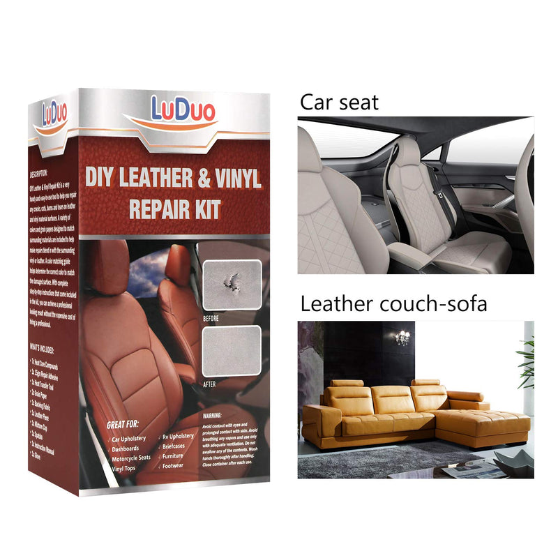 Leather Vinyl Repair Kit -Restorer for Furniture, Couch, Car Seats, Sofa, Easy Instructions, Any Color, For Bonded, Italian, Pleather, Genuine Via Amazon
