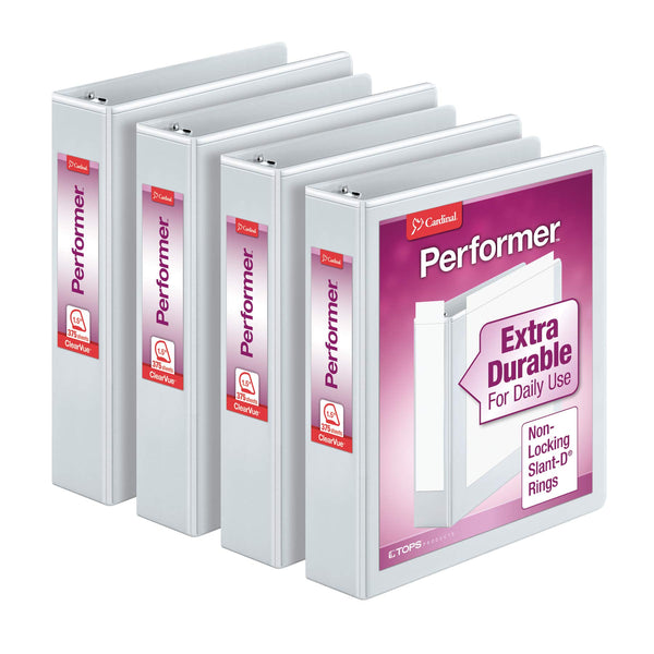 Cardinal Performer 3-Ring Binders, 1.5", Non-Locking Slant-D Rings, 4-Pack Via Amazon