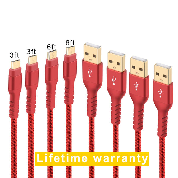 Micro USB Cable Android Charger Super-Durable Nylon 4 Pack Via Amazon