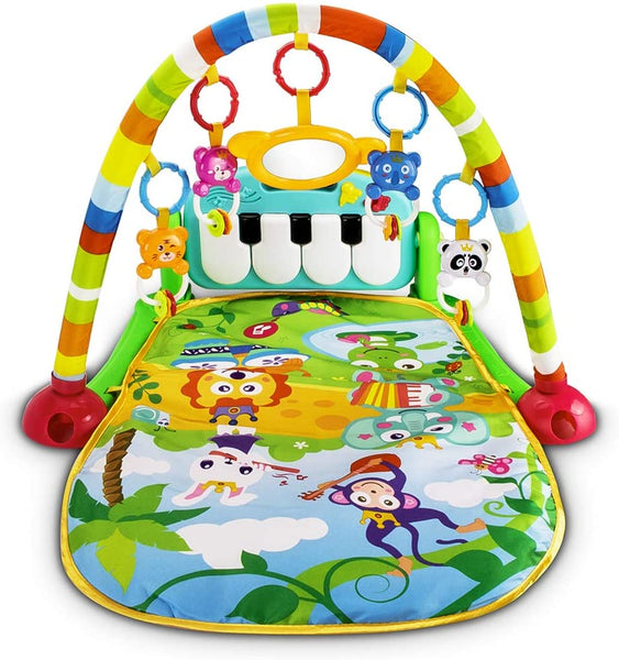 Baby Activity Gym Piano Playmat with 5 Activity Sensory Toys Via Amazon